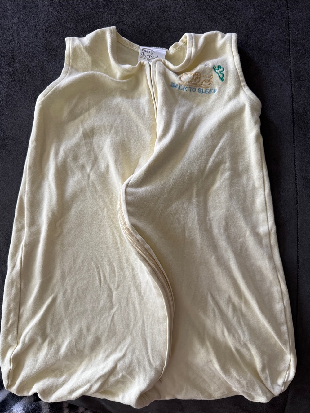 Halo Cream Sleep Sack with Embroidered Bear and 'Back to Sleep'